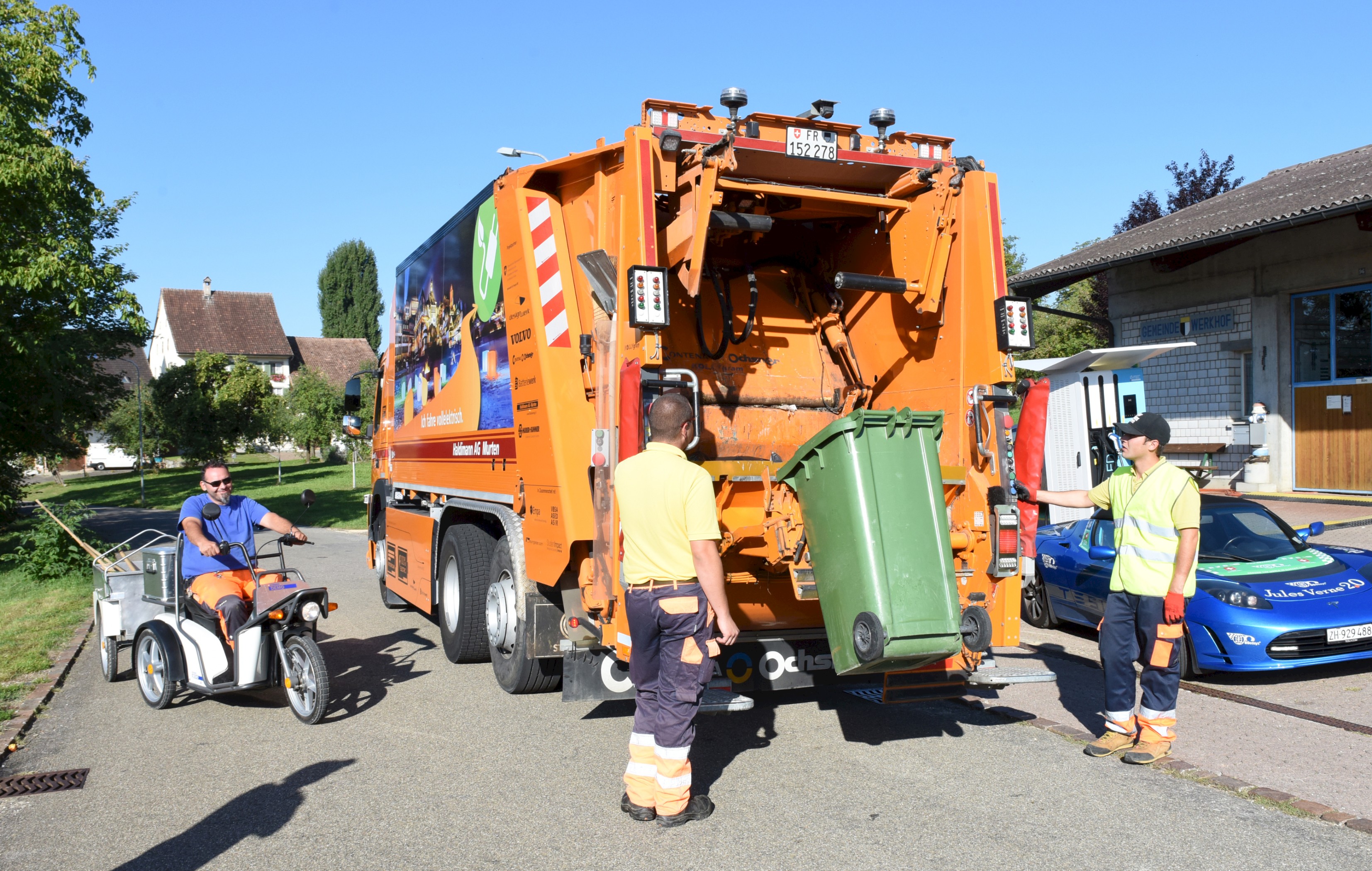Ein geräuschloser E-Müllwagen kam in dieser Woche ebenfalls zum Einsatz.